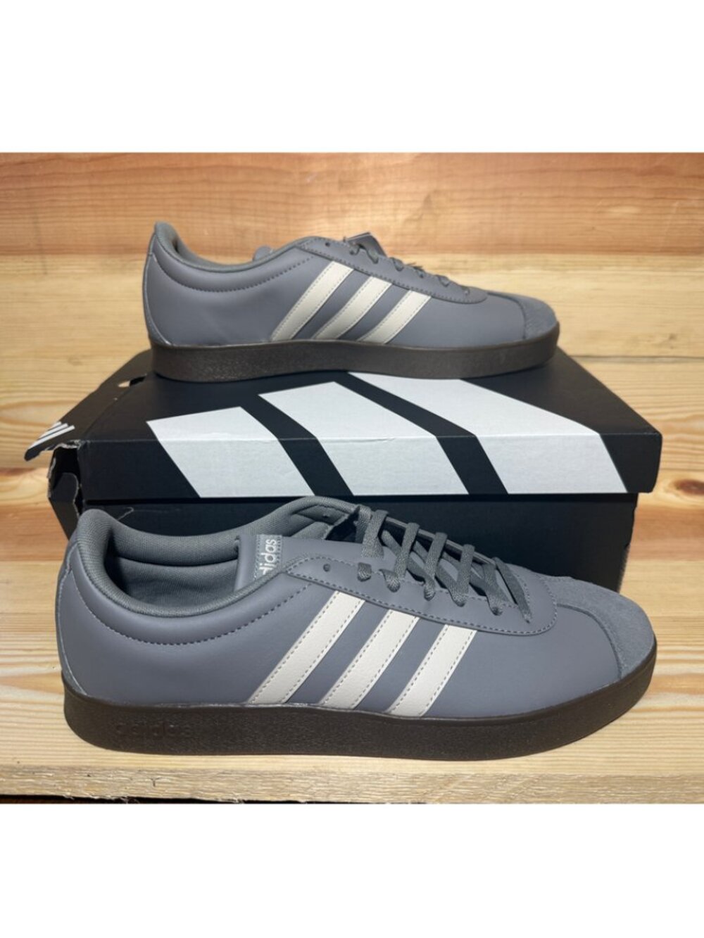 adidas VL Court Base JI1777 Men’s Size 11 Charcoal Grey Gum Sneakers NEW